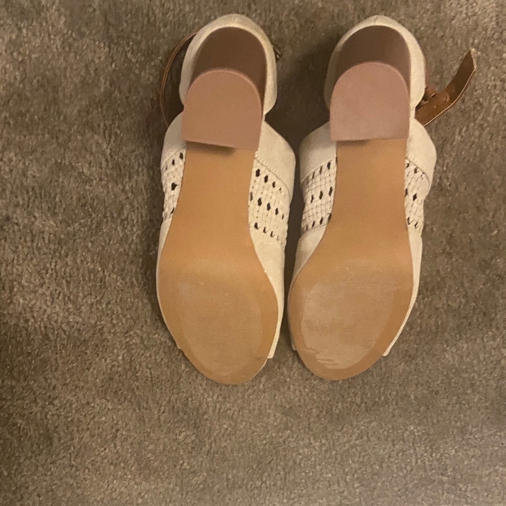 JustFab Cream Wedge Sandals